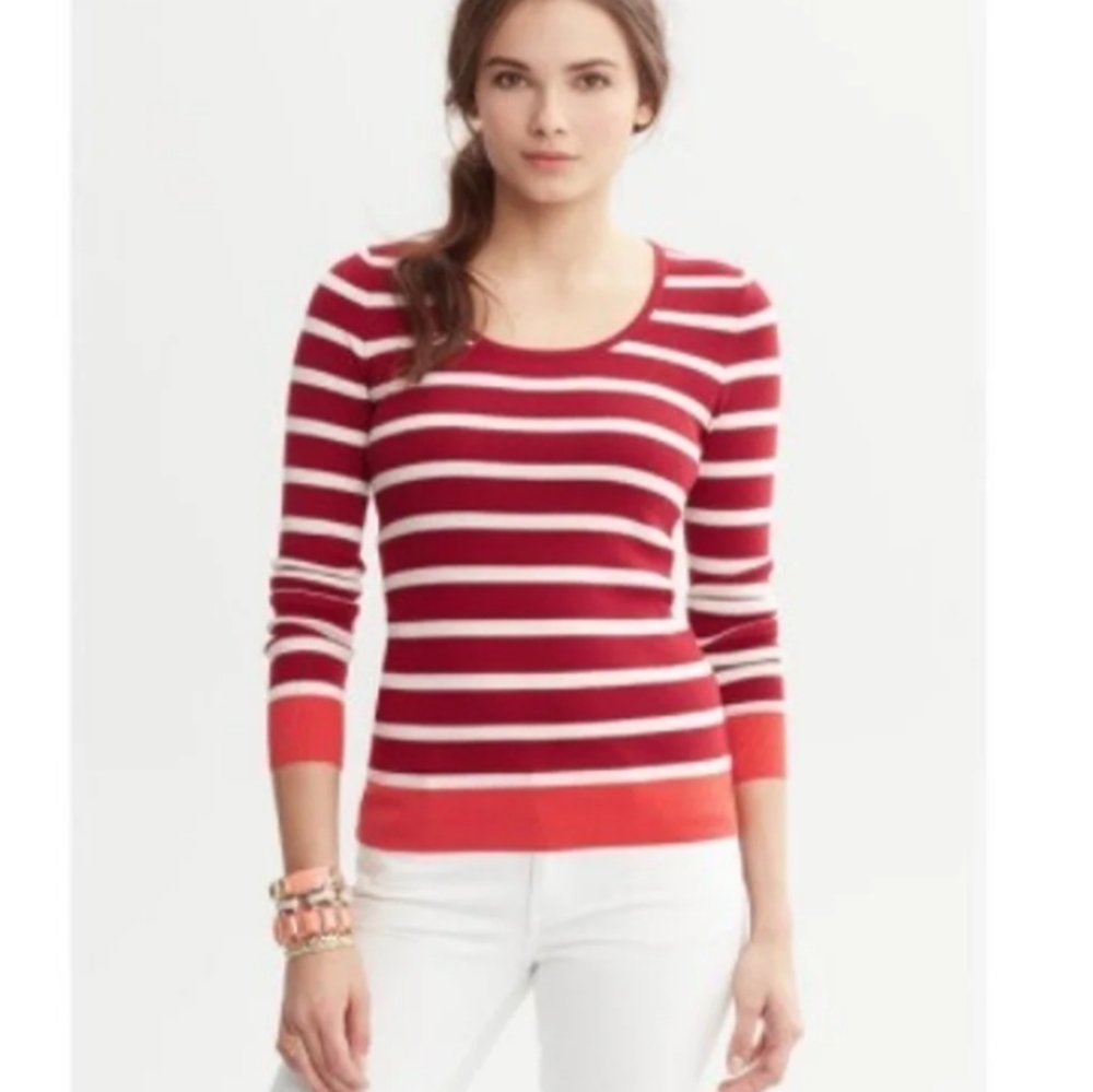 BANANA REPUBLIC - Pink Striped Sweater